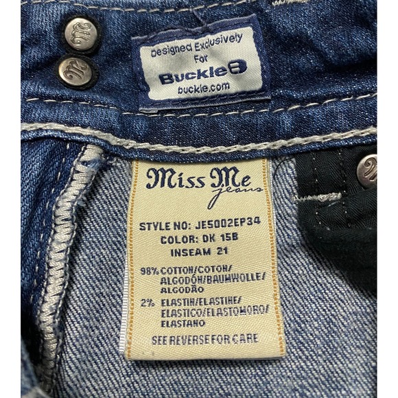 Miss Me Jeans Easy Capri Style JE5002EP34 Distressed Blue 25 Embellished Pockets - Picture 6 of 11